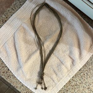 Multi-Strand Metallic Hair Necklace Knot Accent - Gold Tone